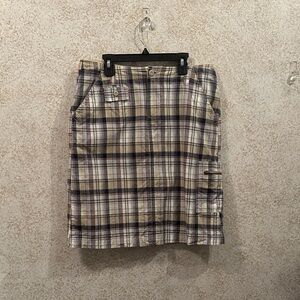 Plaid Midi Skirt in Cream and Brown